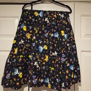 Pinup Couture Black Circle Skirt with Bright Multicolor Print